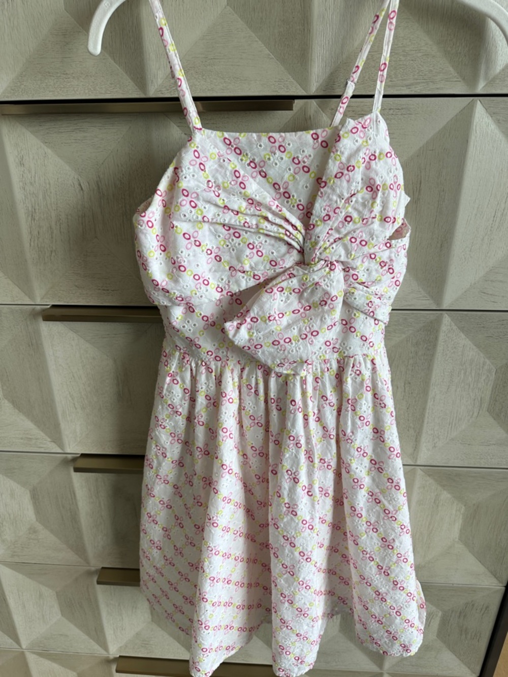 Habitual White Eyelet Sundress with Pink & Yellow Dots